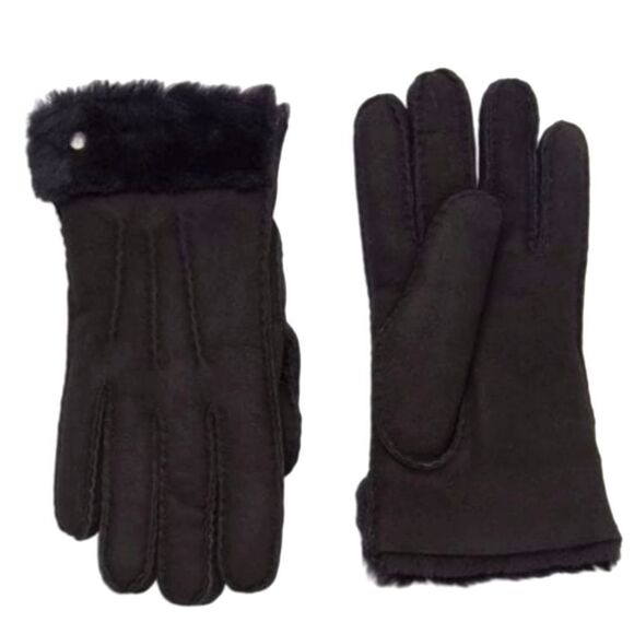 UGG Classic Perforated Genuine Dyed Shearling Gloves Black NEW w tag Size Small - Picture 1 of 16